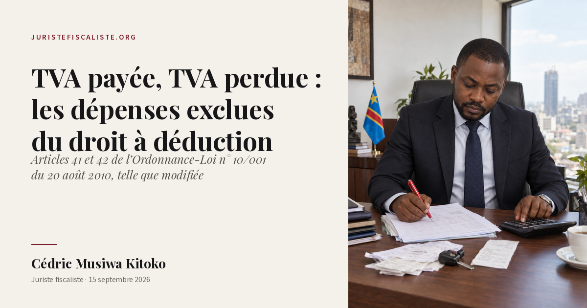 TVA payée, mais TVA perdue : les dépenses que l'entreprise ne peut pas déduire en RDC